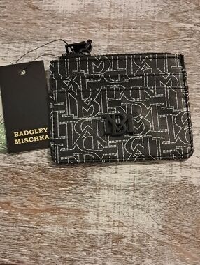 Badgley Mischka Black and White Monogram Card Case